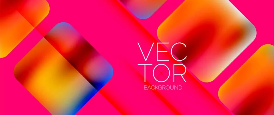 Dynamic bright colorful geometric elements with fluid gradients, lights, shadows 스톡 일러스트