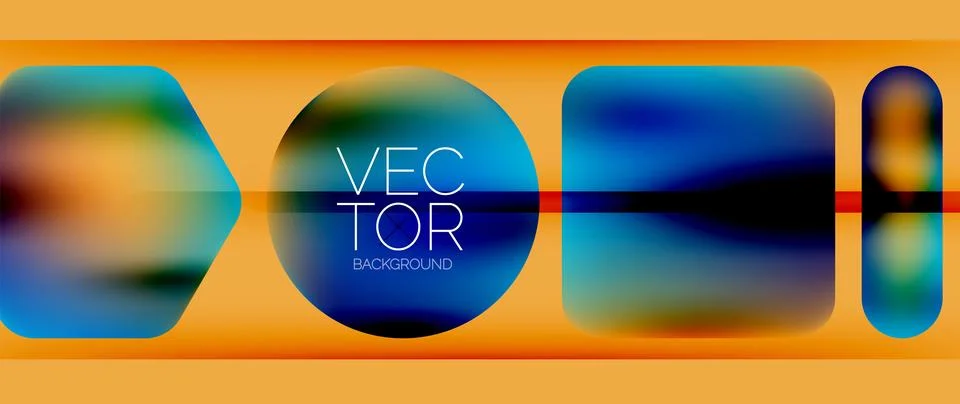 Dynamic bright colorful geometric elements with fluid gradients, lights, shadows Stockillustratie