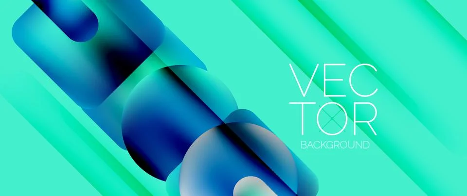 Dynamic bright colorful geometric elements with fluid gradients, lights, shadows Stock-Illustration
