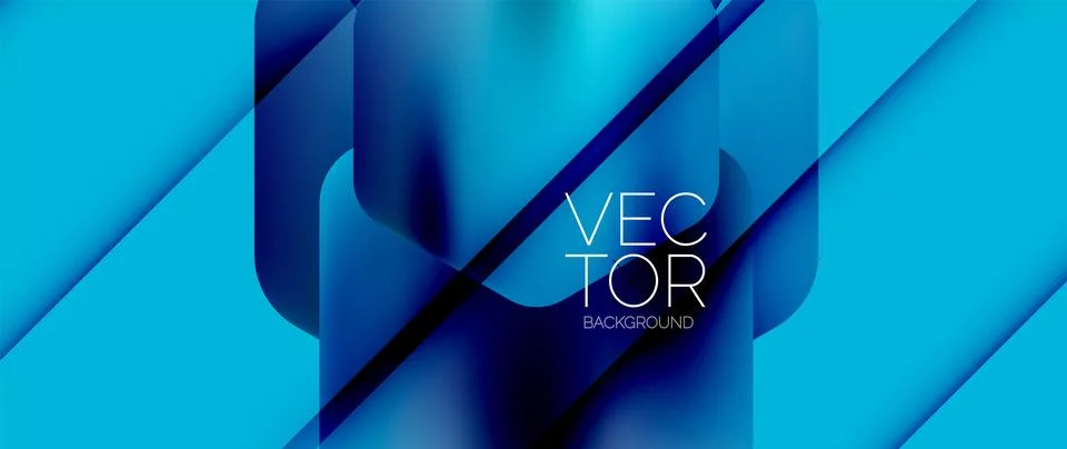 Dynamic bright colorful geometric elements with fluid gradients, lights, shadows Stock-Illustration