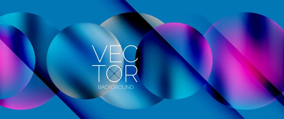 Dynamic bright colorful geometric elements with fluid gradients, lights, shadows Illustrazione stock