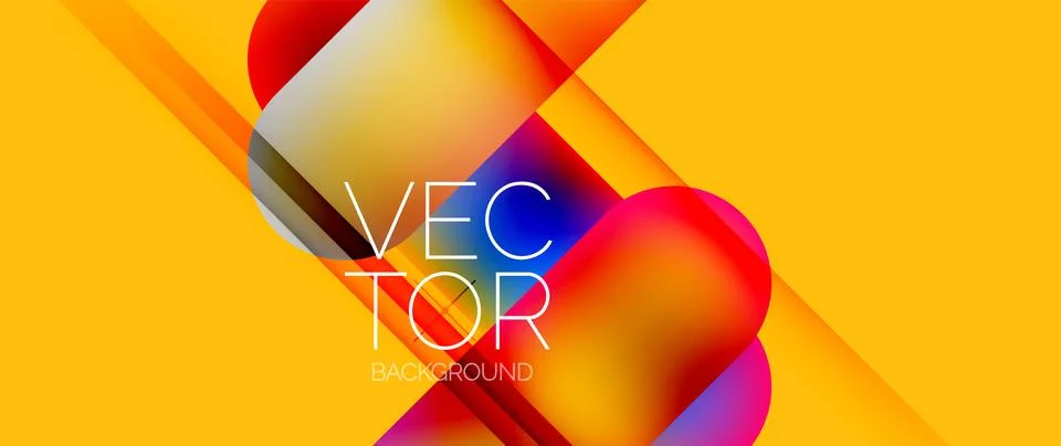 Dynamic bright colorful geometric elements with fluid gradients, lights, shadows イラスト素材