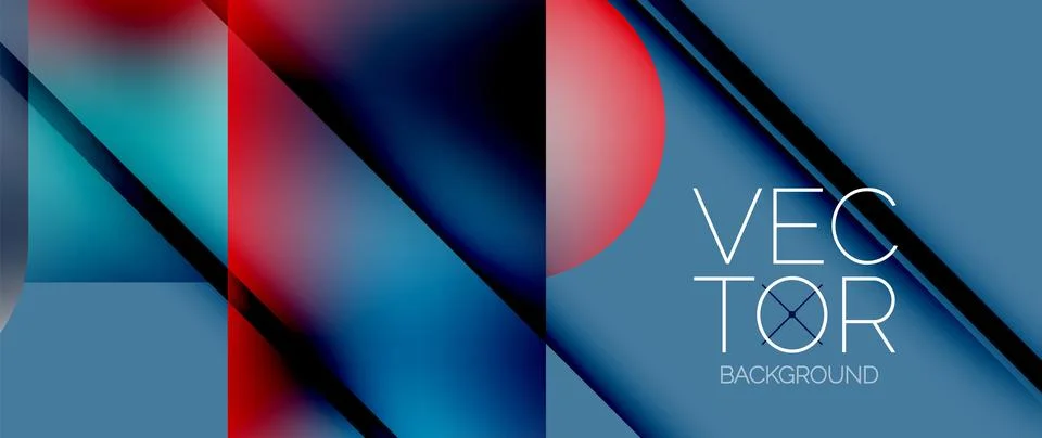 Dynamic bright colorful geometric elements with fluid gradients, lights, shadows イラスト素材