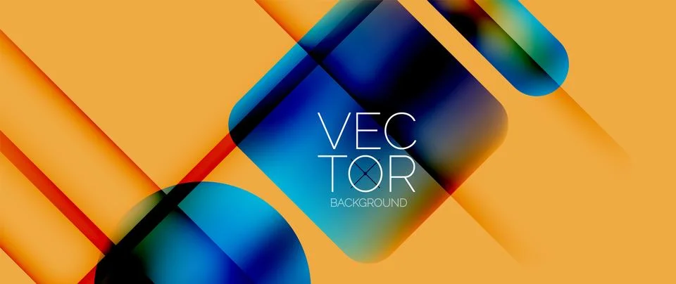 Dynamic bright colorful geometric elements with fluid gradients, lights, shadows イラスト素材