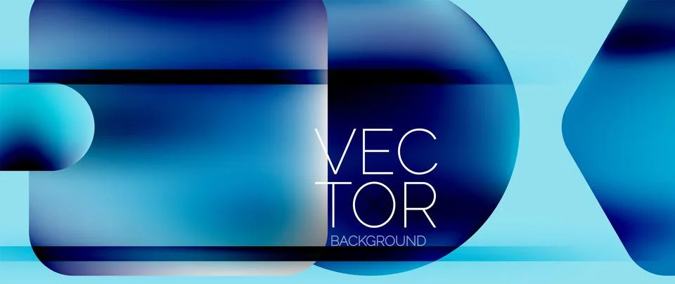 Dynamic bright colorful geometric elements with fluid gradients, lights, shadows Stock Illustration