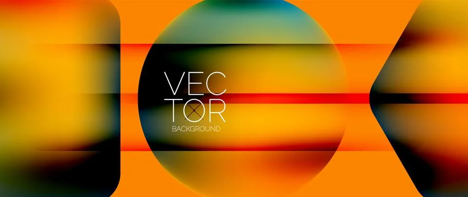 Dynamic bright colorful geometric elements with fluid gradients, lights, shadows 스톡 일러스트