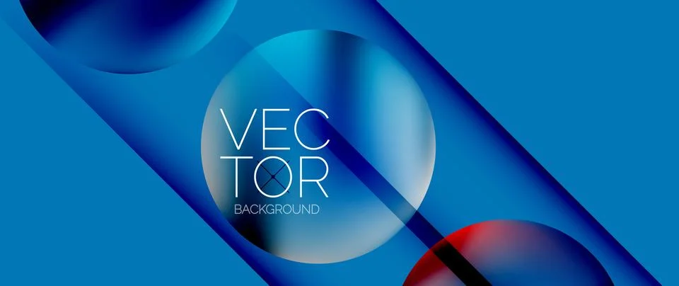 Dynamic bright colorful geometric elements with fluid gradients, lights, shadows Stock Illustration