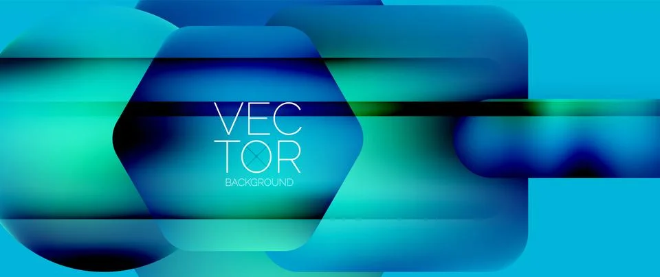 Dynamic bright colorful geometric elements with fluid gradients, lights, shadows Stock-Illustration