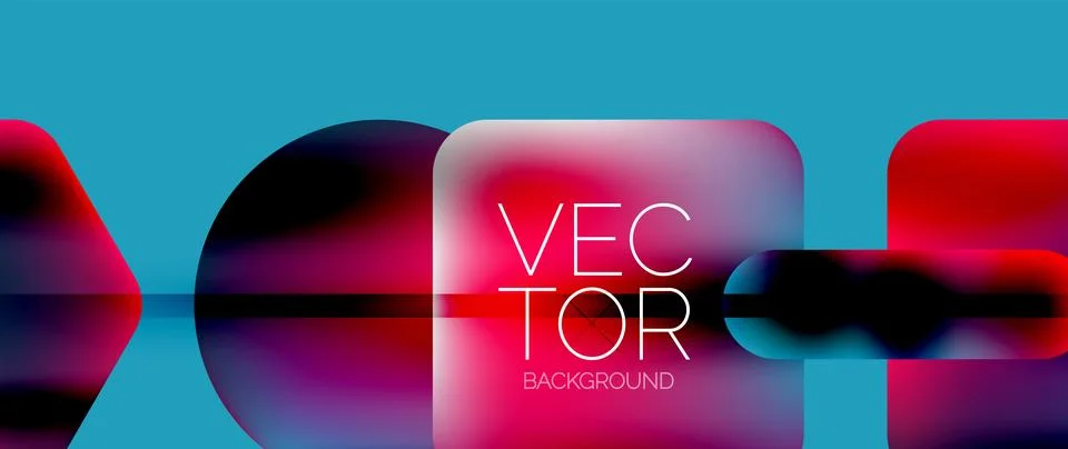 Dynamic bright colorful geometric elements with fluid gradients, lights, shadows イラスト素材