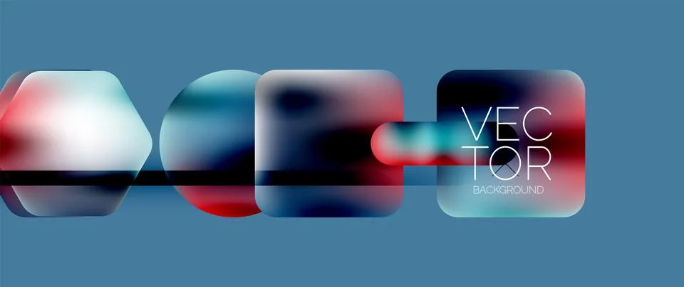 Dynamic bright colorful geometric elements with fluid gradients, lights, shadows Stock-Illustration