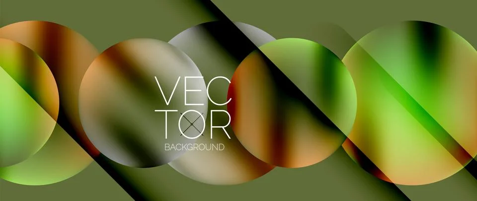 Dynamic bright colorful geometric elements with fluid gradients, lights, shadows Stock Illustration