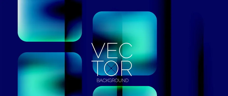Dynamic bright colorful geometric elements with fluid gradients, lights, shadows Stock Illustration