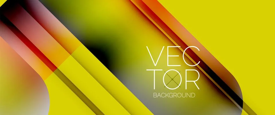 Dynamic bright colorful geometric elements with fluid gradients, lights, shadows イラスト素材