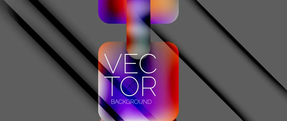 Dynamic bright colorful geometric elements with fluid gradients, lights, shadows イラスト素材