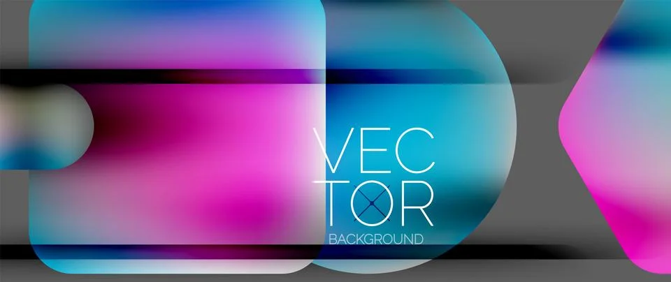 Dynamic bright colorful geometric elements with fluid gradients, lights, shadows イラスト素材