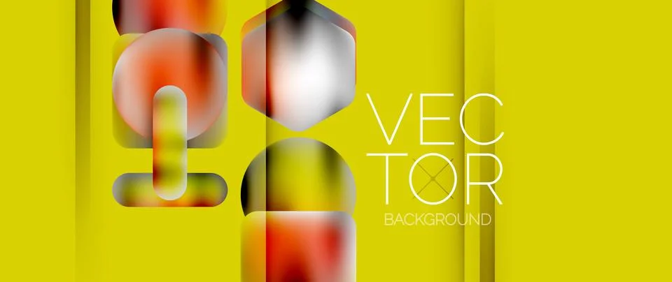 Dynamic bright colorful geometric elements with fluid gradients, lights, shadows Illustrazione stock