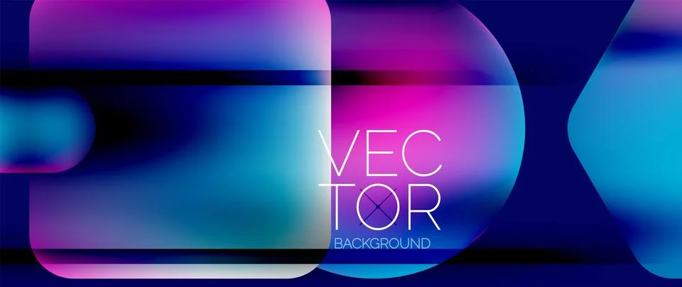 Dynamic bright colorful geometric elements with fluid gradients, lights, shadows Illustrazione stock