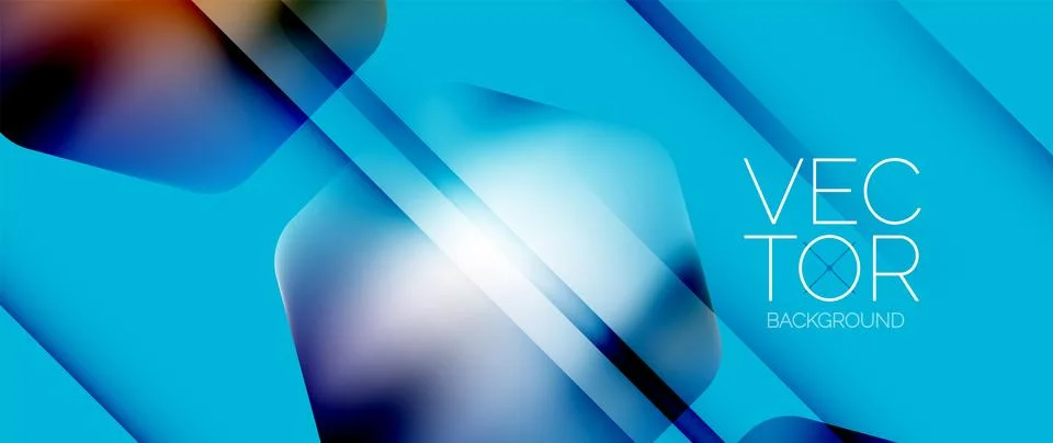Dynamic bright colorful geometric elements with fluid gradients, lights, shadows イラスト素材