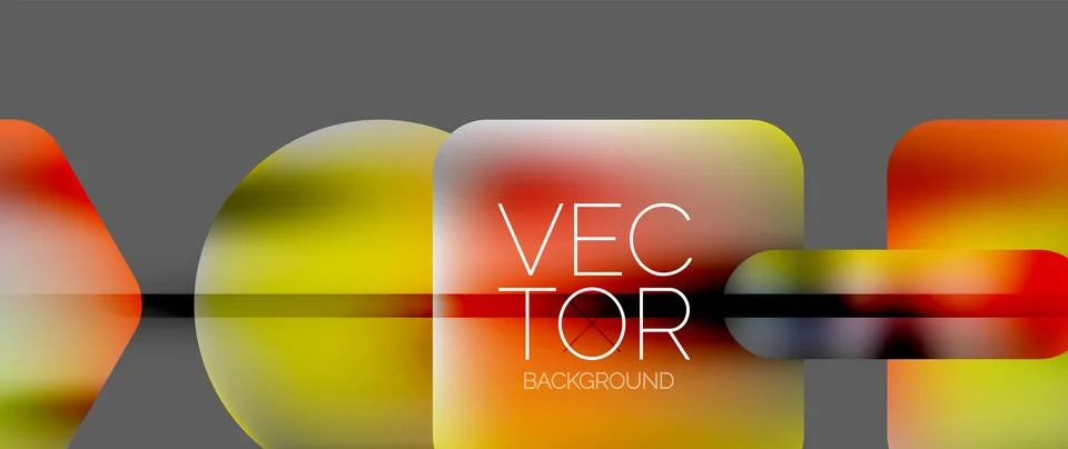 Dynamic bright colorful geometric elements with fluid gradients, lights, shadows Stock Illustration