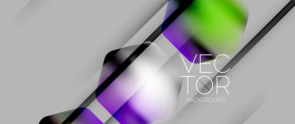 Dynamic bright colorful geometric elements with fluid gradients, lights, shadows Stock Illustration
