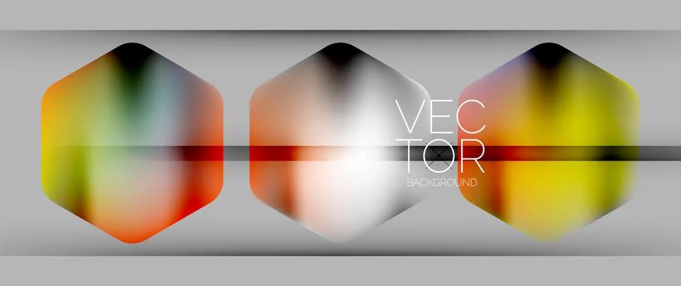 Dynamic bright colorful geometric elements with fluid gradients, lights, shadows Stock Illustration