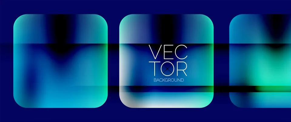 Dynamic bright colorful geometric elements with fluid gradients, lights, shadows Stock Illustration