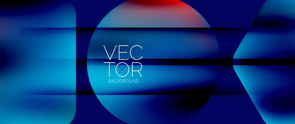 Dynamic bright colorful geometric elements with fluid gradients, lights, shadows Stock-Illustration