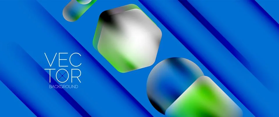 Dynamic bright colorful geometric elements with fluid gradients, lights, shadows イラスト素材