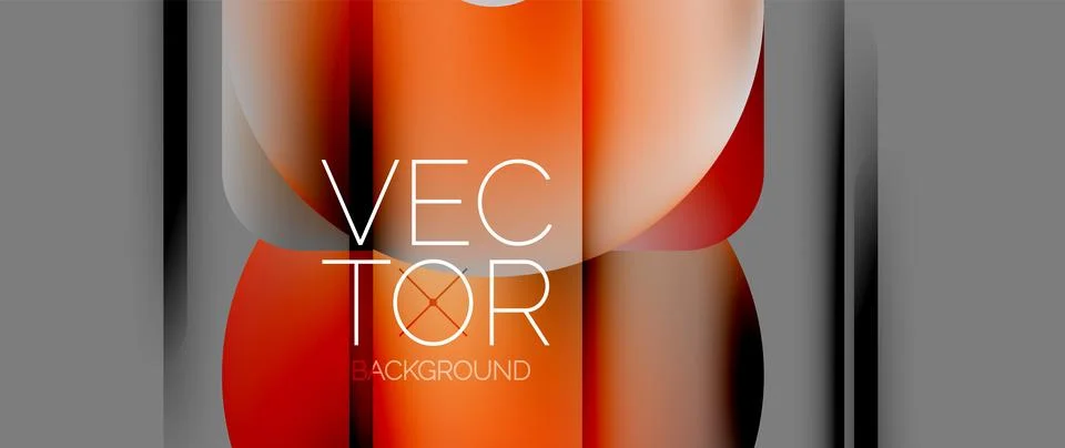 Dynamic bright colorful geometric elements with fluid gradients, lights, shadows Stock Illustration