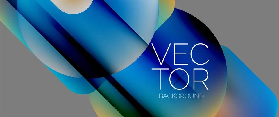 Dynamic bright colorful geometric elements with fluid gradients, lights, shadows Stockillustratie