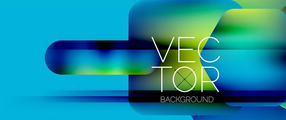 Dynamic bright colorful geometric elements with fluid gradients, lights, shadows Stock Illustration