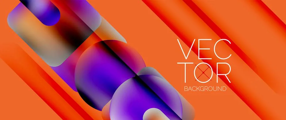 Dynamic bright colorful geometric elements with fluid gradients, lights, shadows 스톡 일러스트