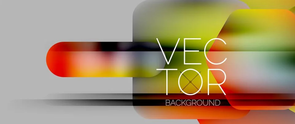 Dynamic bright colorful geometric elements with fluid gradients, lights, shadows Stock Illustration