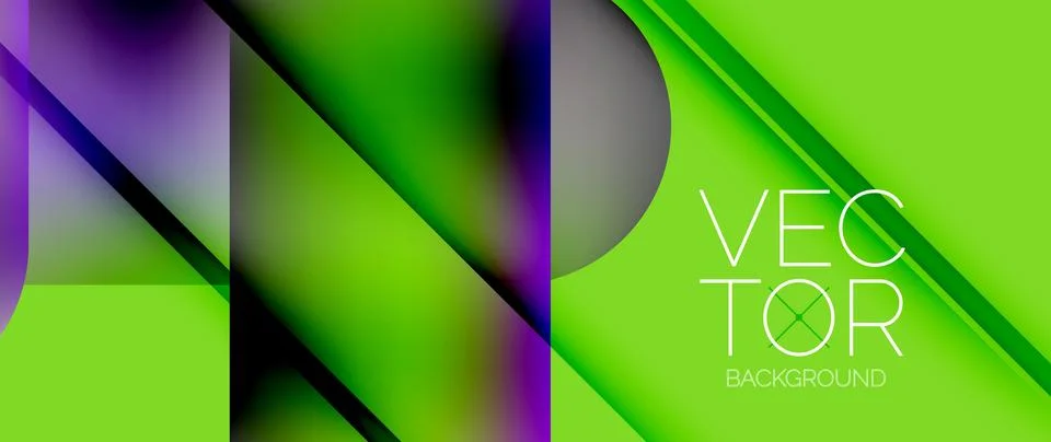 Dynamic bright colorful geometric elements with fluid gradients, lights, shadows Stock-Illustration