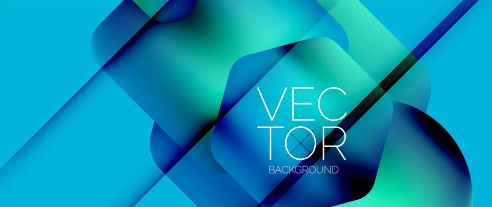 Dynamic bright colorful geometric elements with fluid gradients, lights, shadows イラスト素材