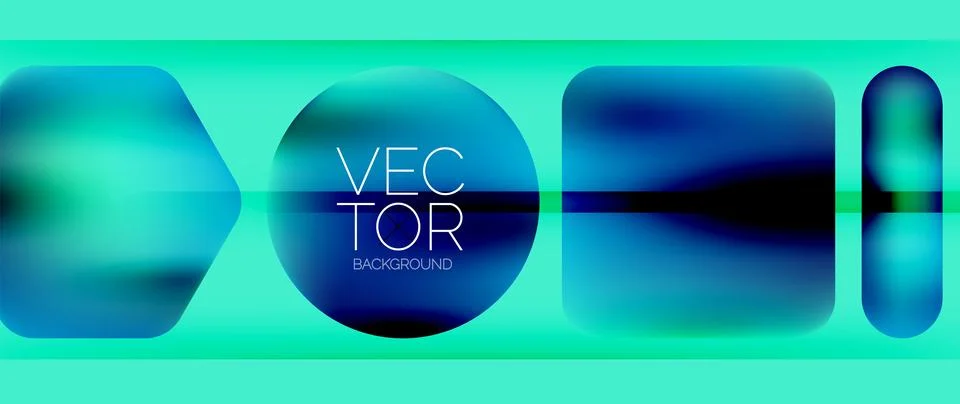 Dynamic bright colorful geometric elements with fluid gradients, lights, shadows Stockillustratie