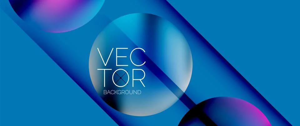 Dynamic bright colorful geometric elements with fluid gradients, lights, shadows Stockillustratie