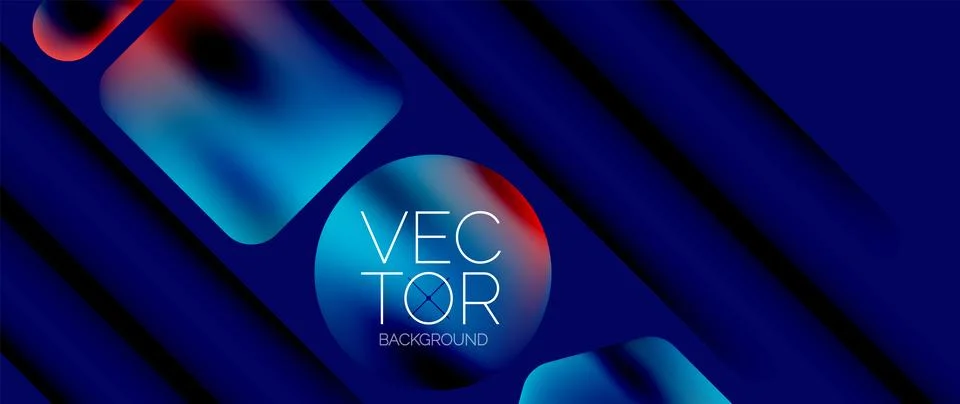 Dynamic bright colorful geometric elements with fluid gradients, lights, shadows 스톡 일러스트