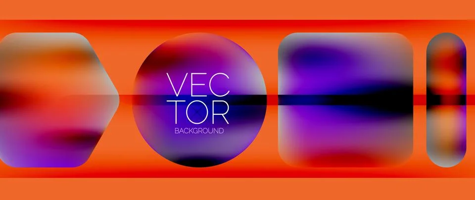 Dynamic bright colorful geometric elements with fluid gradients, lights, shadows Stock Illustration