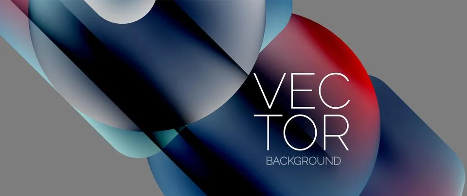 Dynamic bright colorful geometric elements with fluid gradients, lights, shadows Stock Illustration