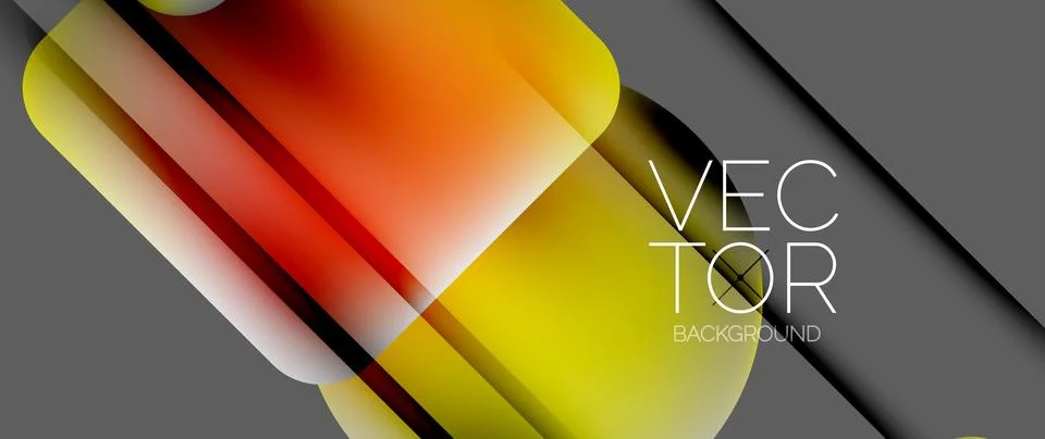 Dynamic bright colorful geometric elements with fluid gradients, lights, shadows Stockillustratie