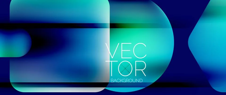 Dynamic bright colorful geometric elements with fluid gradients, lights, shadows Stock-Illustration