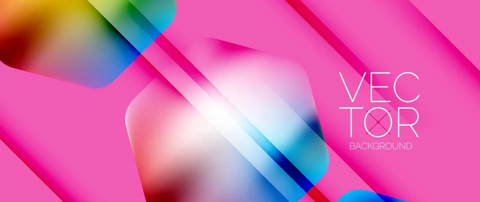 Dynamic bright colorful geometric elements with fluid gradients, lights, shadows イラスト素材