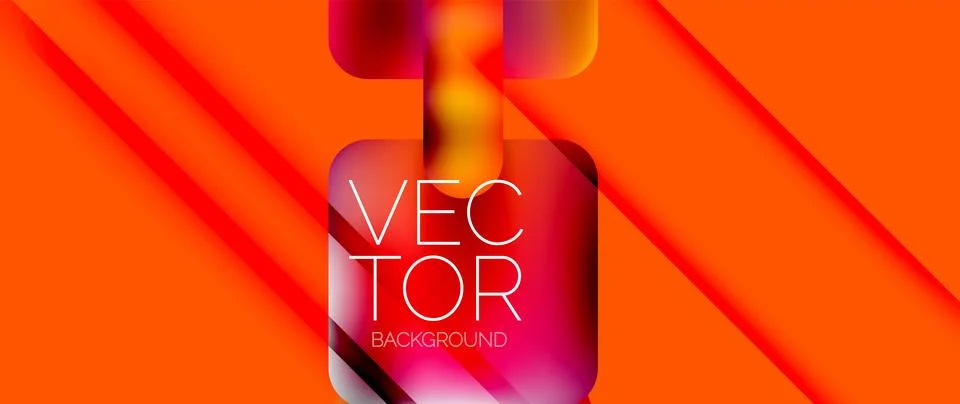 Dynamic bright colorful geometric elements with fluid gradients, lights, shadows Stock-Illustration