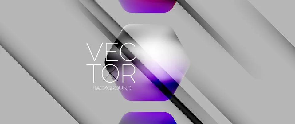 Dynamic bright colorful geometric elements with fluid gradients, lights, shadows Ilustración de archivo
