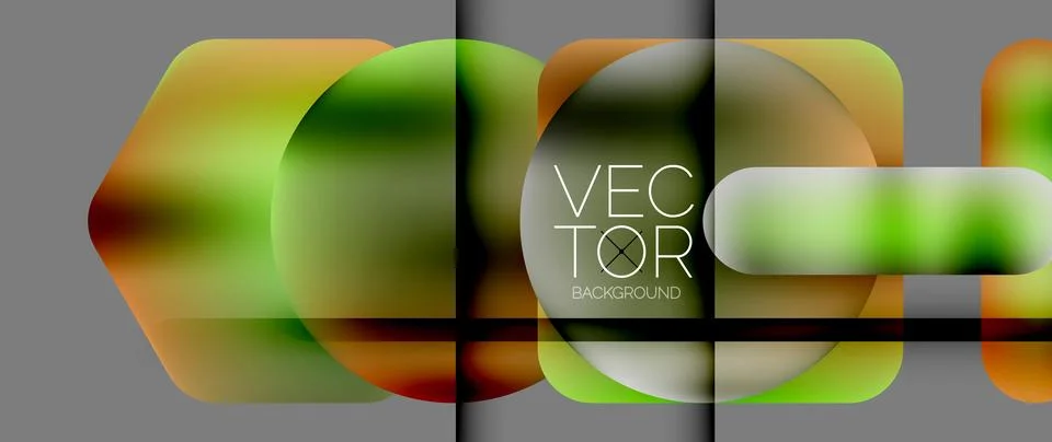 Dynamic bright colorful geometric elements with fluid gradients, lights, shadows Illustrazione stock
