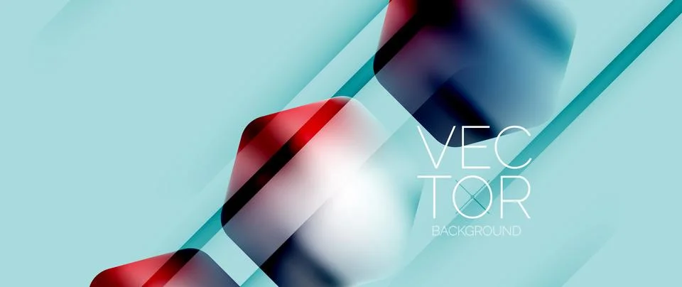 Dynamic bright colorful geometric elements with fluid gradients, lights, shadows Stock Illustration