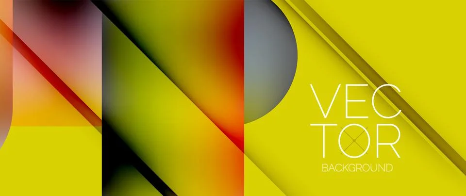 Dynamic bright colorful geometric elements with fluid gradients, lights, shadows イラスト素材