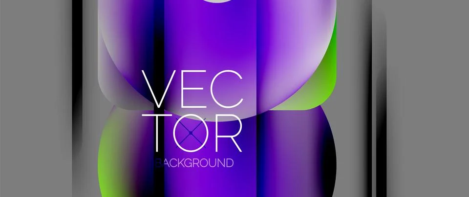 Dynamic bright colorful geometric elements with fluid gradients, lights, shadows Illustrazione stock