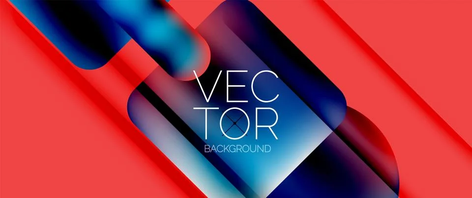 Dynamic bright colorful geometric elements with fluid gradients, lights, shadows Illustrazione stock